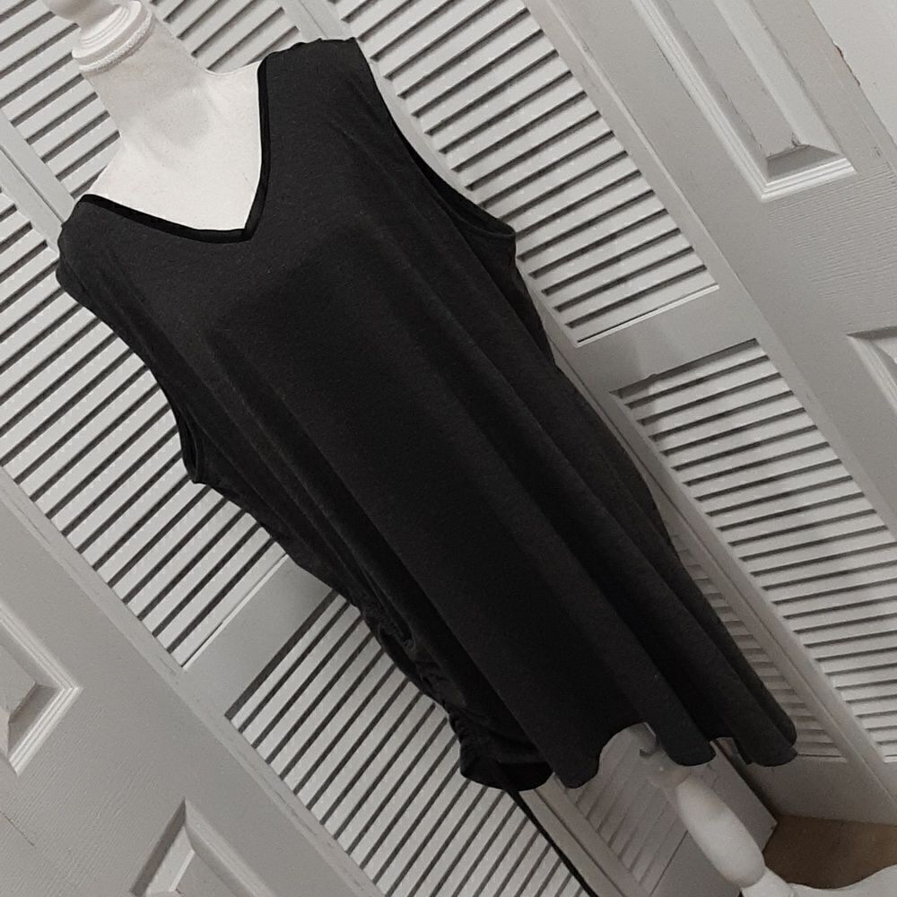 Suzanne Betro Charcoal Rouched Tank Top